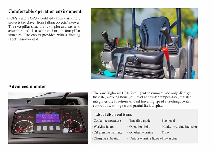 Sunward Swe18UF Small-Sized Excavator Mini Engineering Excavator